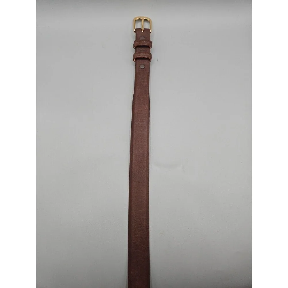 American Bison Leather Belt Mens Womens 40 Brown Smooth Gold Tone Buckle USA